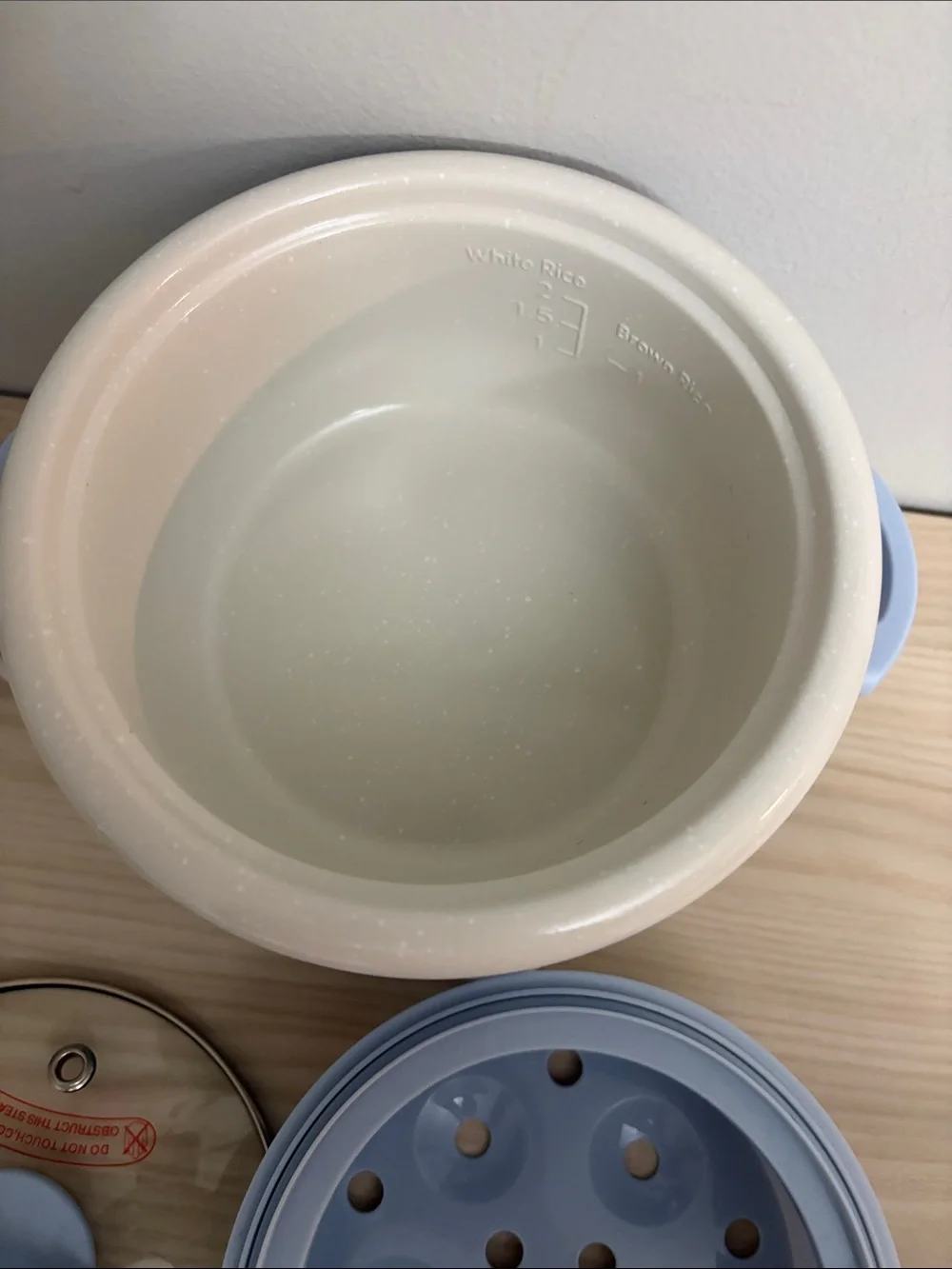 Aroma Home Light Blue Electric Rice Cooker with Glass Lid